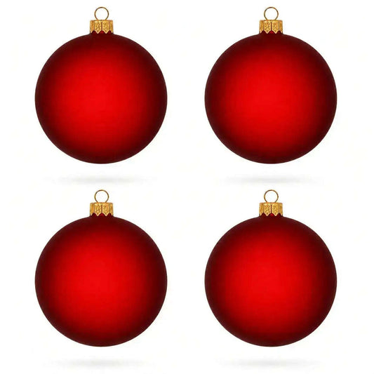 Set of 4 Translucent Red Glass Ball Christmas Ornaments 4 Inches (022) Cartsfy Inc.