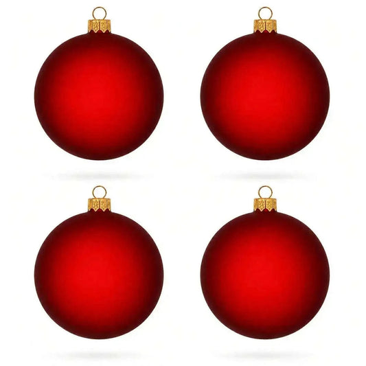 Set of 4 Translucent Red Glass Ball Christmas Ornaments 4 Inches (022) Cartsfy Inc.
