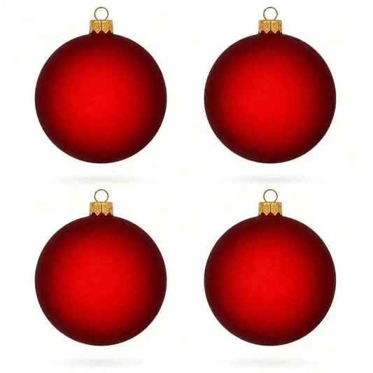Set of 4 Translucent Red Glass Christmas Ornaments – 4 Inches Cartsfy Inc.