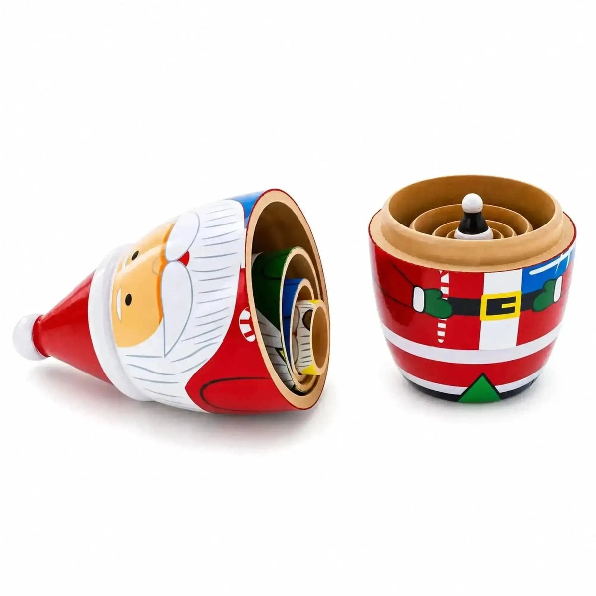 Set of 5 Multicolor Santa with Christmas Gifts Wooden Nesting Dolls 5.5 Inches Cartsfy Inc.