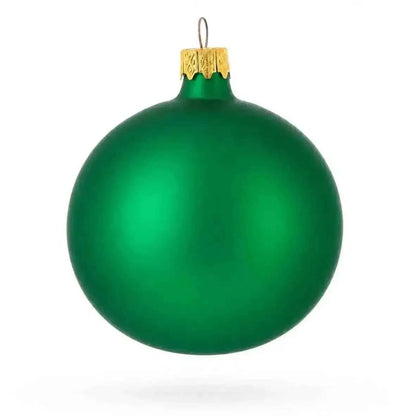 Set of 6 Matte Green Glass Ball Christmas Ornaments 3.25 Inches (040)
