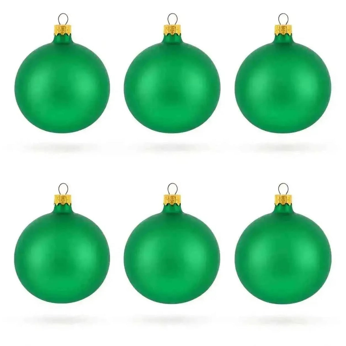 Set of 6 Matte Green Glass Ball Christmas Ornaments 3.25 Inches (040)
