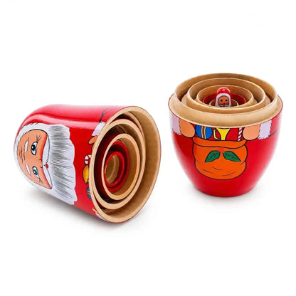 Set of 6 Santa with Christmas Gifts Wooden Nesting Dolls 5.5 Inches Cartsfy Inc.