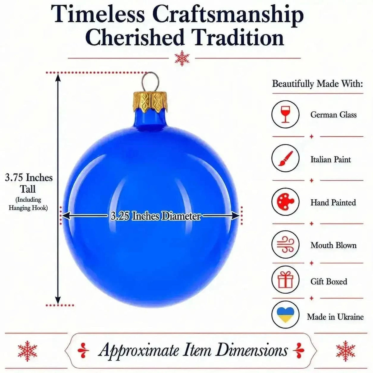 Set of 6 Translucent Glossy Blue Glass Ball Christmas Ornaments (047) Cartsfy Inc.