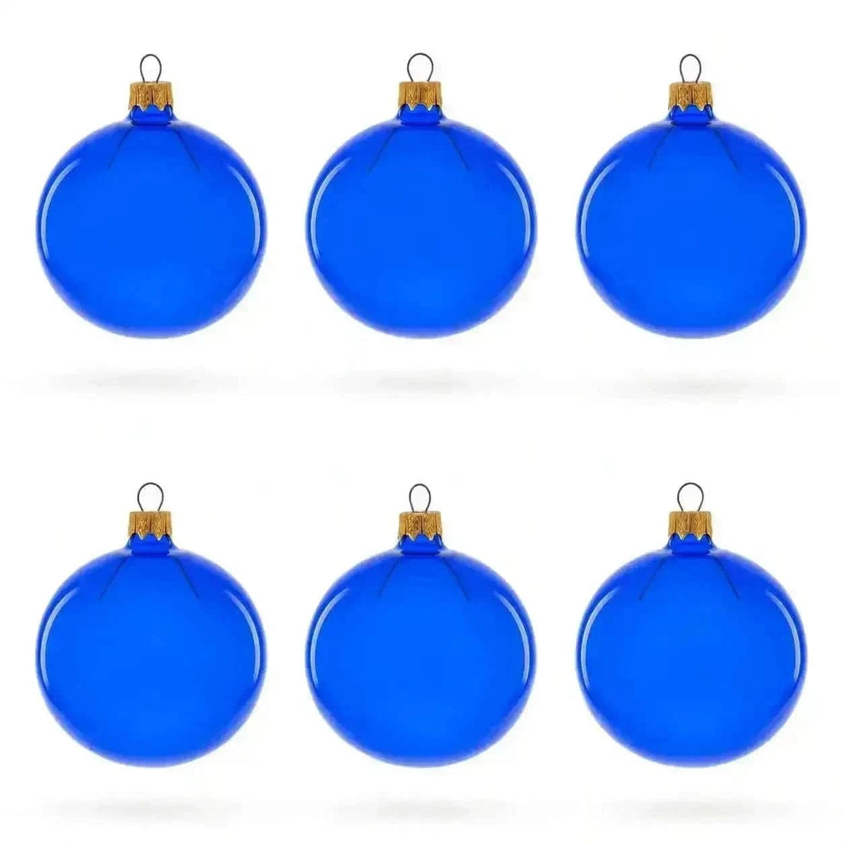 Set of 6 Translucent Glossy Blue Glass Ball Christmas Ornaments (047) Cartsfy Inc.