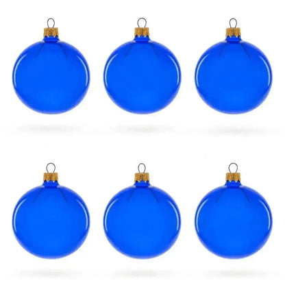 Set of 6 Translucent Glossy Blue Glass Ball Christmas Ornaments (047) Cartsfy Inc.