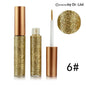 Glitter eyeliner set with gold shimmer and pointed applicator tip.