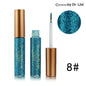 Glitter eyeliner set with blue glitter shimmer and pointed applicator tip.