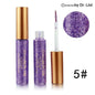 Glitter eyeliner set with lavender-purple sparkle and pointed applicator tip.