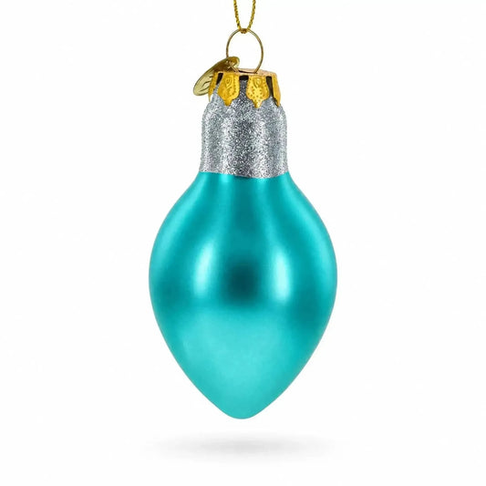 Shimmering Blue Light Bulb Glass Christmas Ornament Cartsfy Inc.