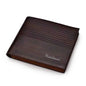 Short vintage credit card holder wallet, deep brown with logo and stitched front