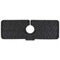 Black silicone faucet kitchen sink mat with center faucet hole and raised drain texture