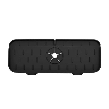 Black silicone drip catcher tray with circular faucet cutout