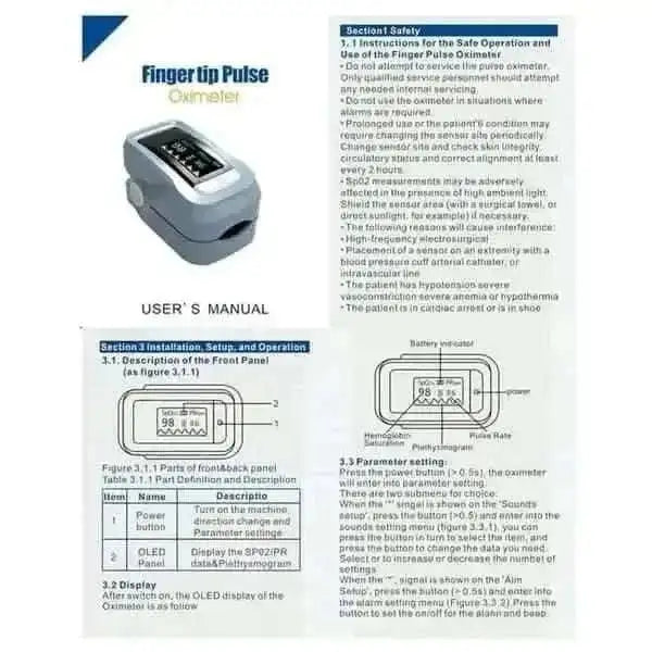 Simple Finger Pulse Oximeter Blood Pressure Monitor Heart Rate Portable Cartsfy Inc.