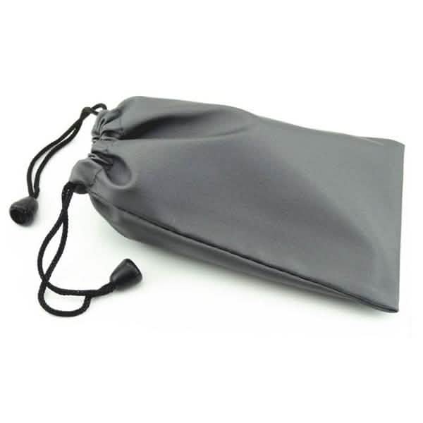 Gray protective pouch with drawstring for fingertip pulse oximeter