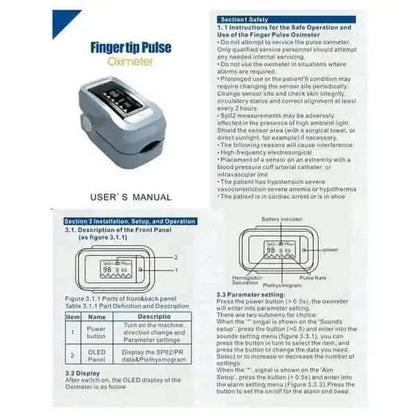 Simple Finger Pulse Oximeter Blood Pressure Monitor Heart Rate Portable Cartsfy Inc.