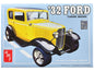 1932 Ford Tudor Sedan street rod 1/25 scale model kit in retail box, yellow car