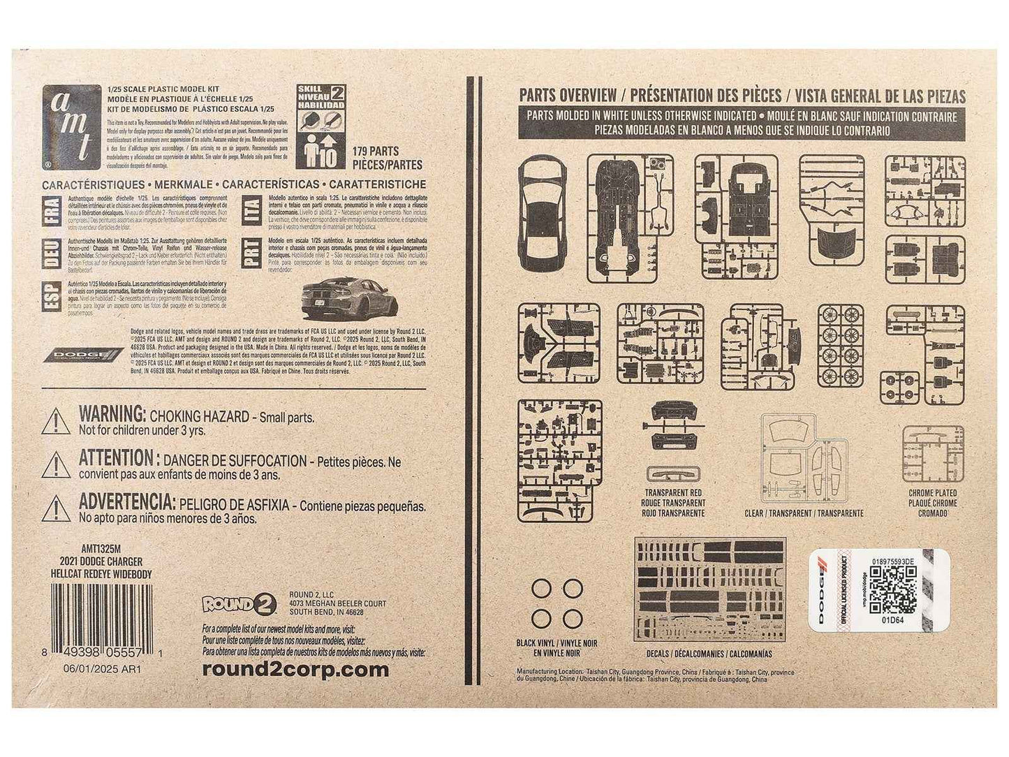 Model kit parts overview sheet with labeled diagrams and small component outlines