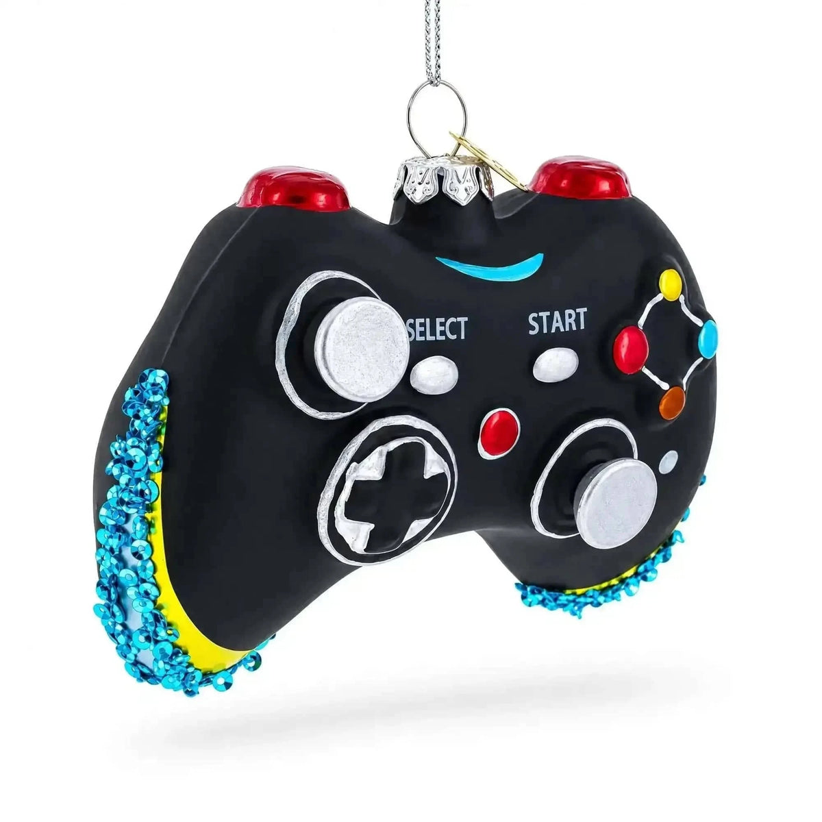 Sleek Black Video Game Controller Glass Christmas Ornament Cartsfy Inc.