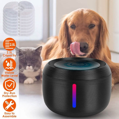 Smart Pet Drinking Fountain with LED Light 7 - Pack Replaceable Water Filters - Cartsfy Inc.