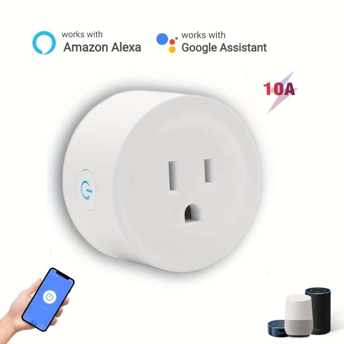 Smart WiFi Plug Outlet Adapter, Works with Alexa & Google, Timer, Voice Control, 2.4GHz Network Home Automation Cartsfy Inc.