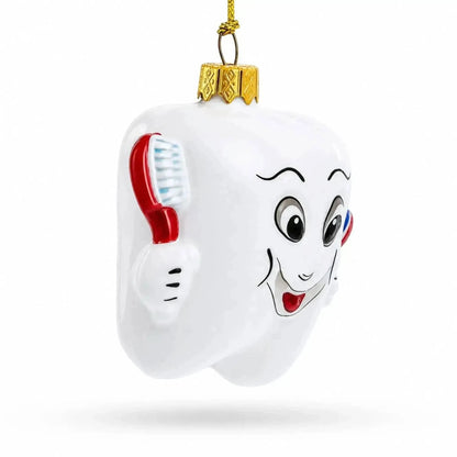 Smiling Tooth with Toothbrush and Toothpaste Dental Glass Christmas Ornament Cartsfy Inc.