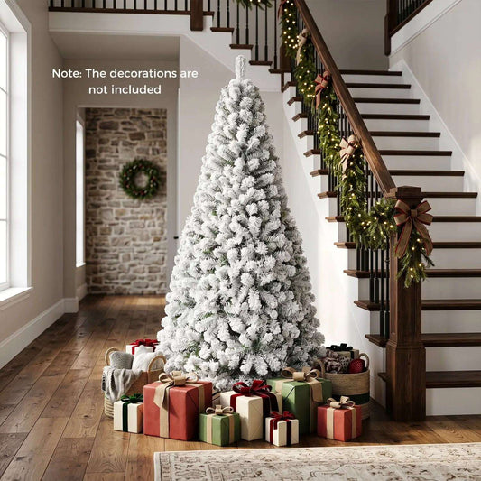 Snow-Flocked Artificial Christmas Tree 6 ft with Metal Stand DirectDeals Default Title Default Title-