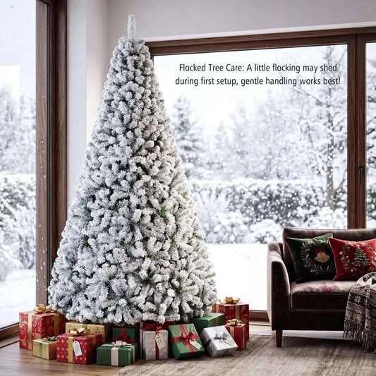 Snow-Flocked Artificial Christmas Tree 9 ft with Metal Stand DirectDeals Default Title Default Title-