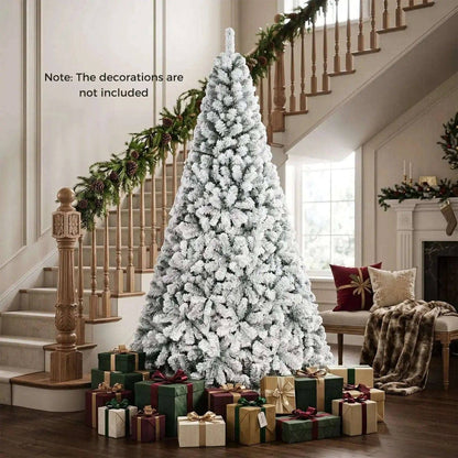 Snow-Flocked Artificial Christmas Tree 9 ft with Metal Stand Cartsfy Inc.