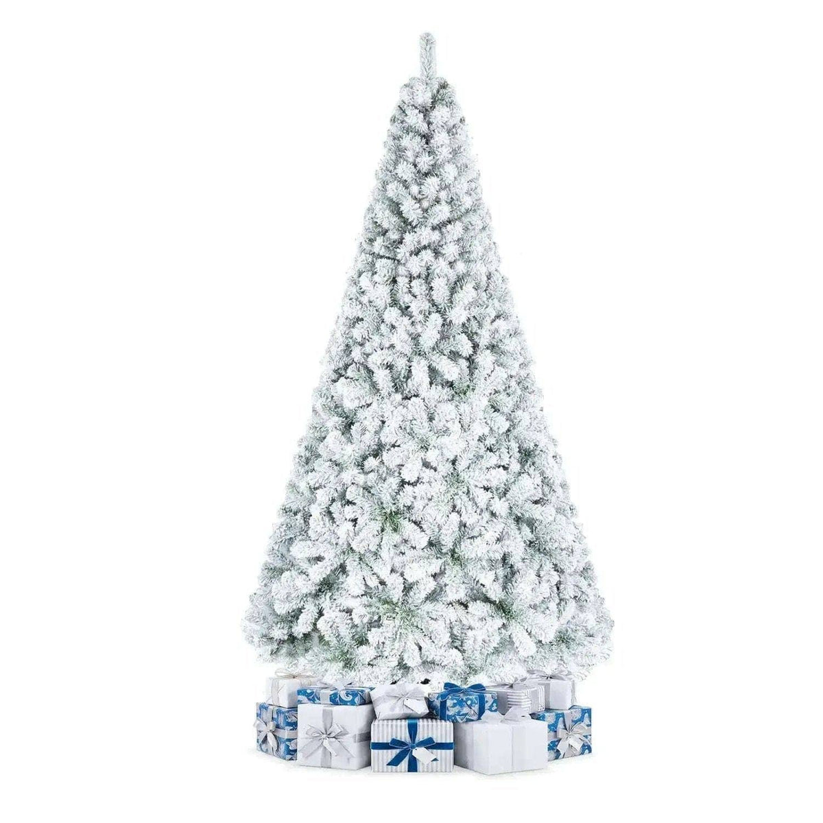 Snow-Flocked Artificial Christmas Tree 9 ft with Metal Stand Cartsfy Inc.