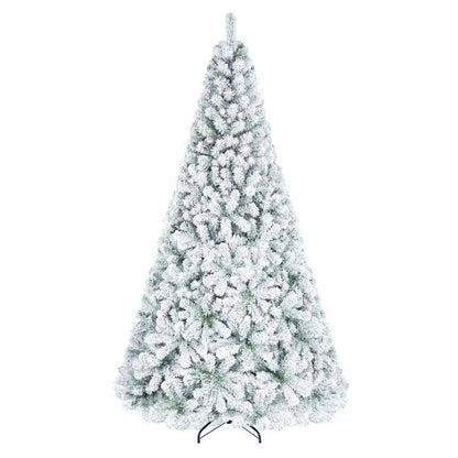 Snow-Flocked Artificial Christmas Tree 9 ft with Metal Stand Cartsfy Inc.