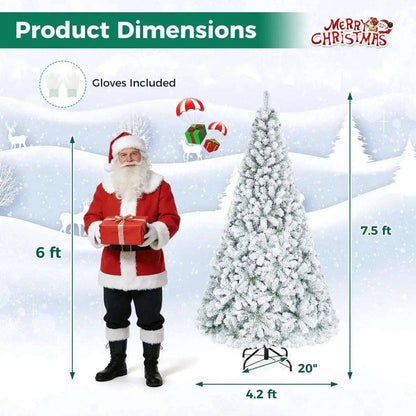 Snow-Flocked Artificial Christmas Tree 9 ft with Metal Stand Cartsfy Inc.