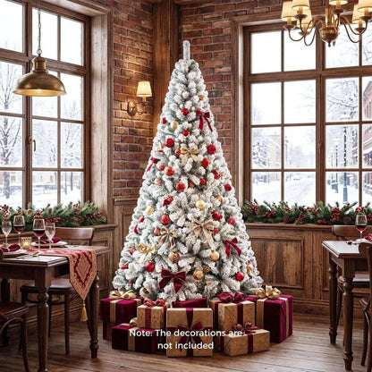 Snow-Flocked Artificial Christmas Tree 9 ft with Metal Stand Cartsfy Inc.