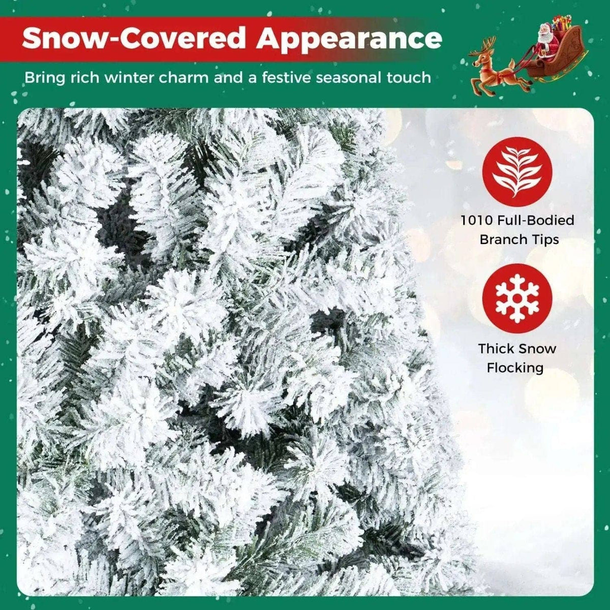 Snow-Flocked Artificial Christmas Tree 9 ft with Metal Stand Cartsfy Inc.