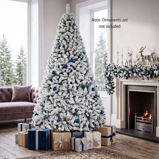 Snow-Flocked Artificial Christmas Tree 9 ft with Metal Stand DirectDeals Default Title Default Title-
