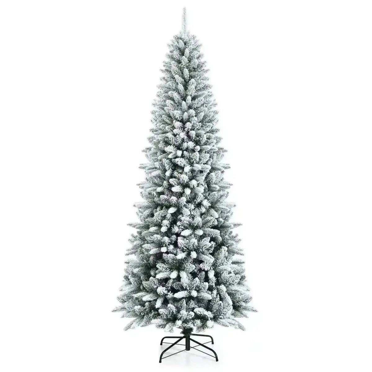 Snow-Flocked Hinged Artificial Christmas Pencil Tree with Mixed Tips Cartsfy Inc.