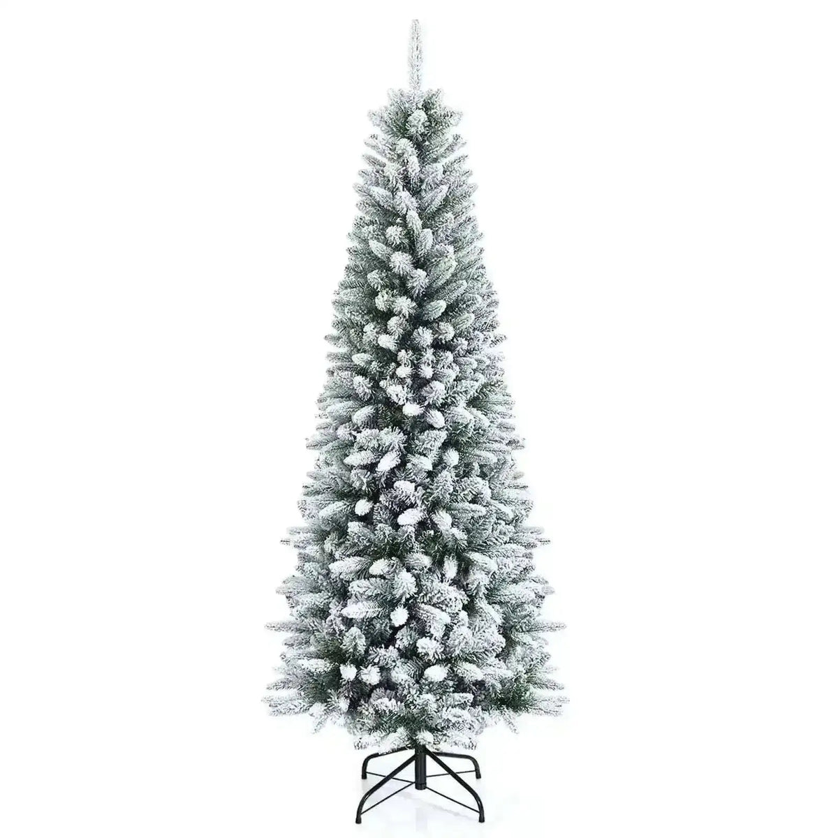 Snow-Flocked Hinged Artificial Christmas Pencil Tree with Mixed Tips Cartsfy Inc.