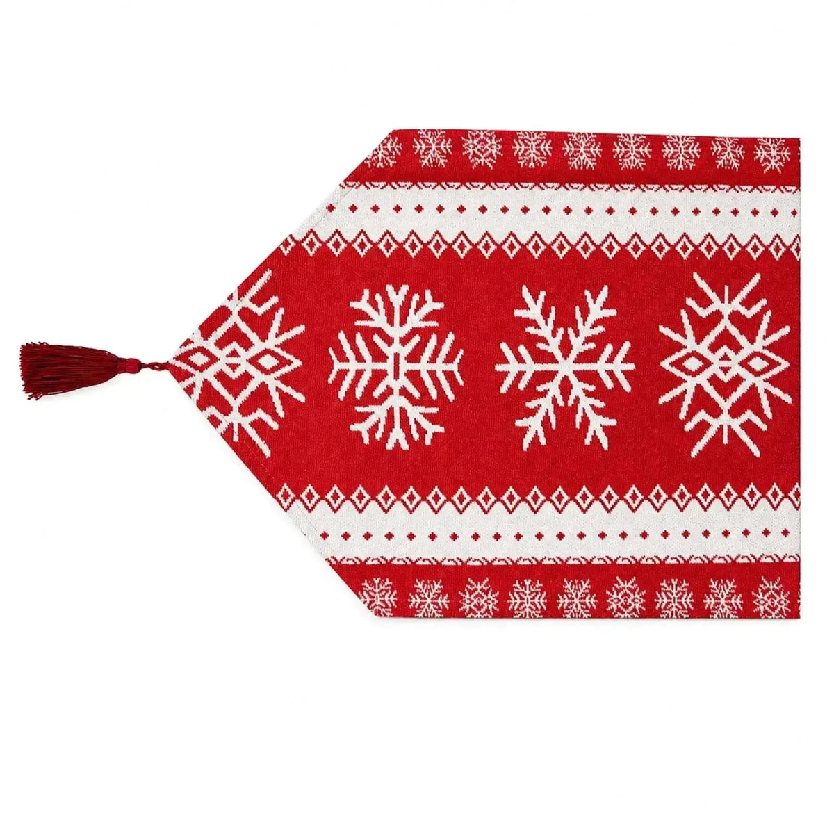 Snowflakes on Red Pattern Christmas Tablecloth Holiday Runner 76.5 Inches Cartsfy Inc.