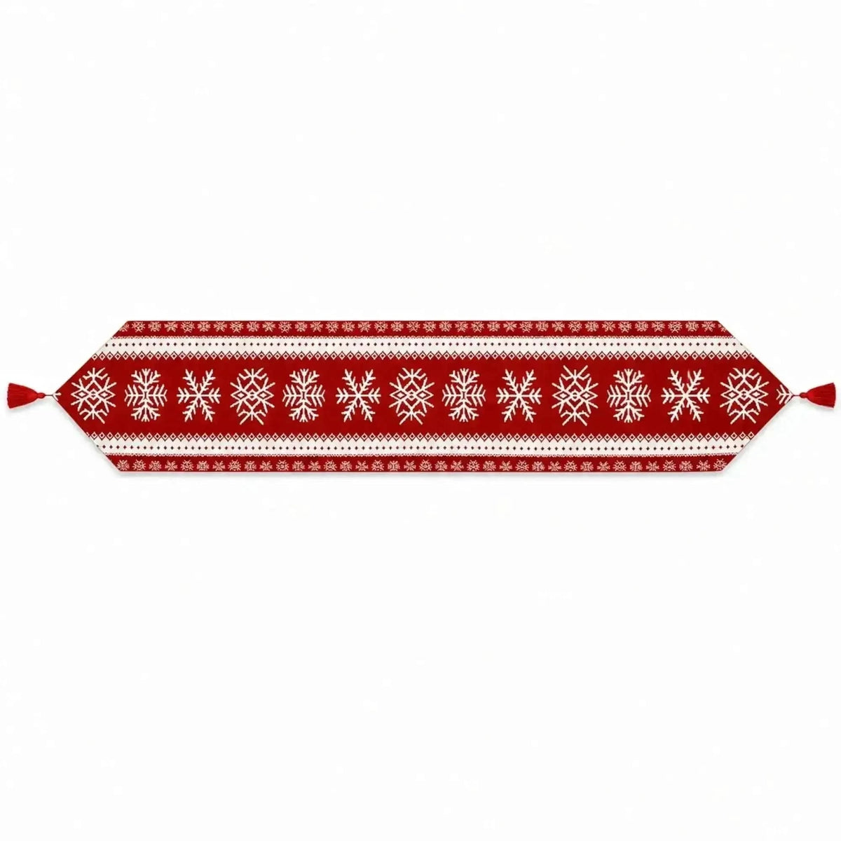 Snowflakes on Red Pattern Christmas Tablecloth Holiday Runner 76.5 Inches Cartsfy Inc.