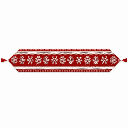 Snowflakes on Red Pattern Christmas Tablecloth Holiday Runner 76.5 Inches Cartsfy Inc.