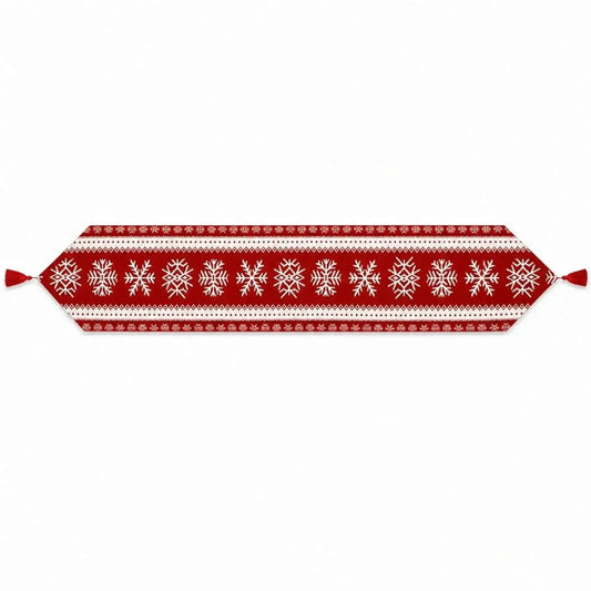 Snowflakes on Red Pattern Christmas Tablecloth Holiday Runner 76.5 Inches Cartsfy Inc.