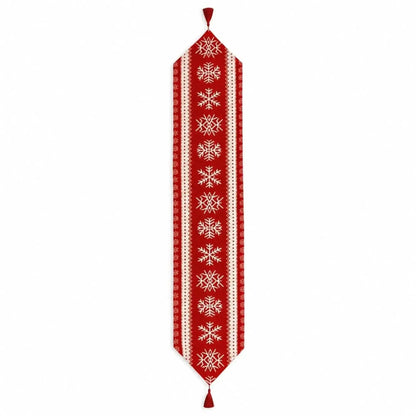 Snowflakes on Red Pattern Christmas Tablecloth Holiday Runner 76.5 Inches Cartsfy Inc.