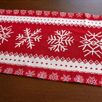 Snowflakes on Red Pattern Christmas Tablecloth Holiday Runner 76.5 Inches Cartsfy Inc.