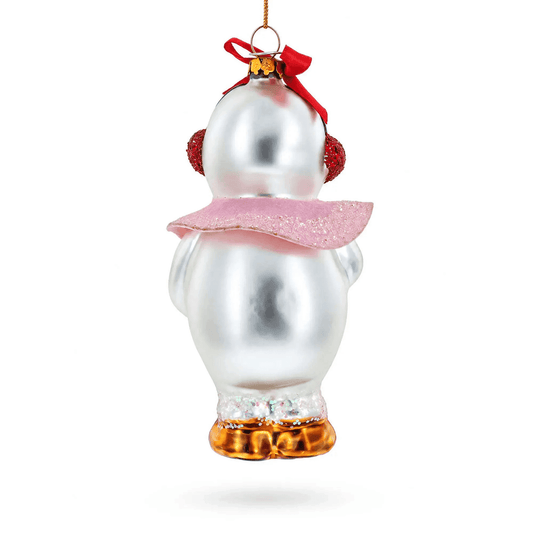 Snowwoman with Wreath Glass Christmas Ornament BestPysanky Default Title Default Title-