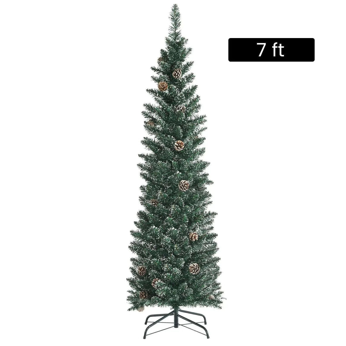Snowy Artificial Pencil Christmas Tree with Pine Cones Cartsfy Inc.