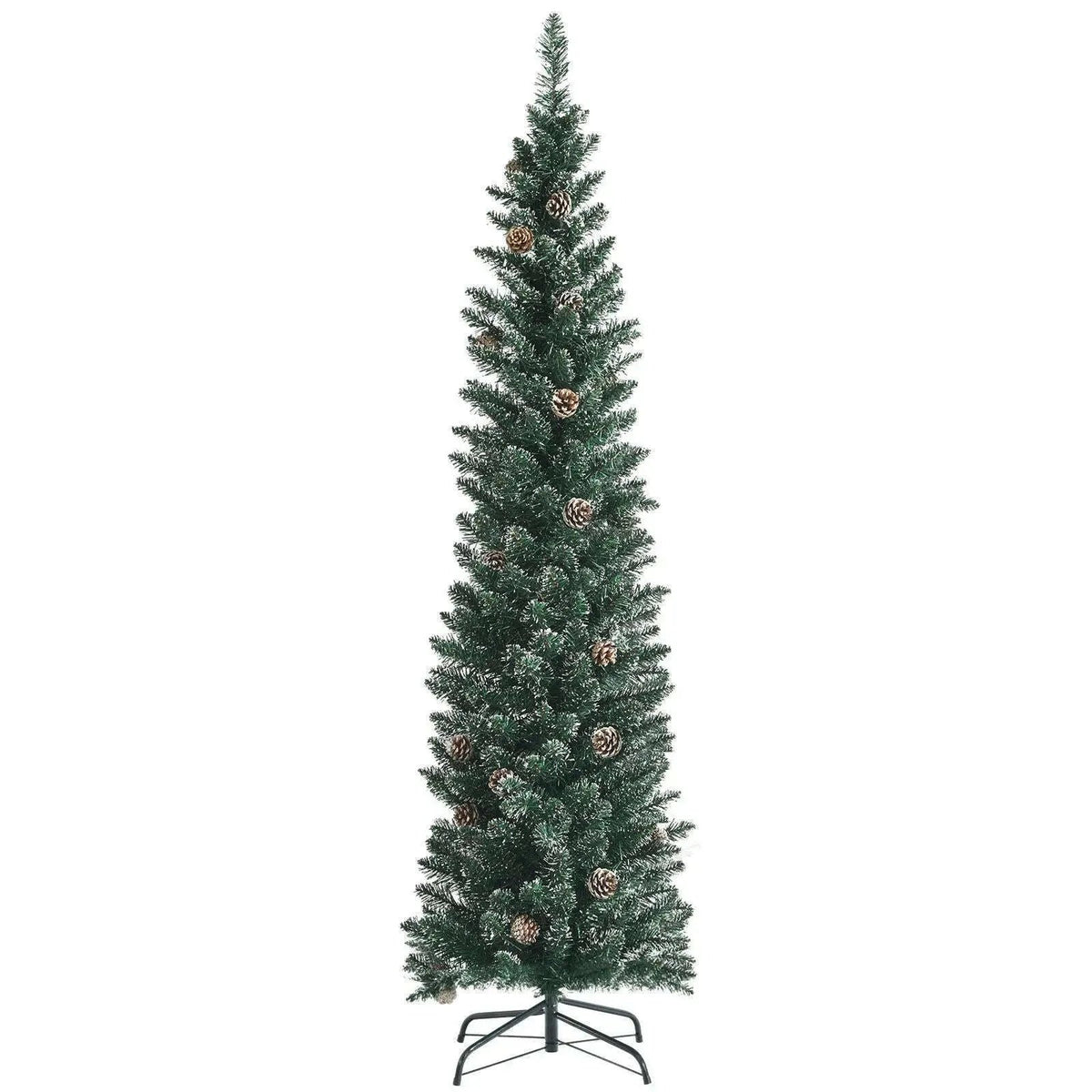 Snowy Artificial Pencil Christmas Tree with Pine Cones Cartsfy Inc.
