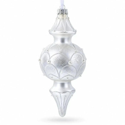 Snowy Pearl Double-Ended Finial Drop Glass Christmas Ornament Cartsfy Inc.