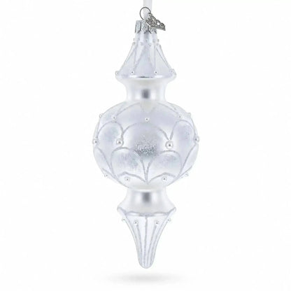 Snowy Pearl Double-Ended Finial Drop Glass Christmas Ornament Cartsfy Inc.