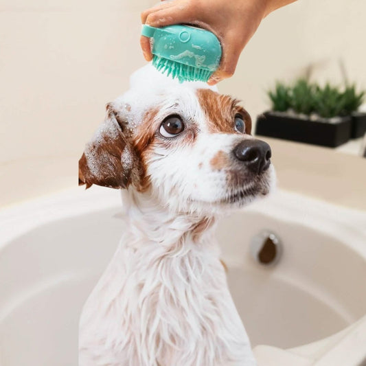 Soft Dog Cat Pet Bath Scrubber Massager Brush With Shampoo Dispenser - Cartsfy Inc.