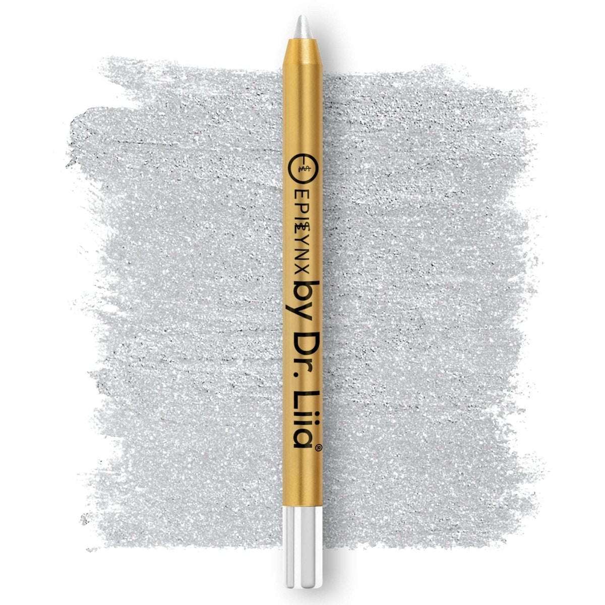 Moonlight White Shimmer kajal eyeliner pen with light silver-white glitter swatch